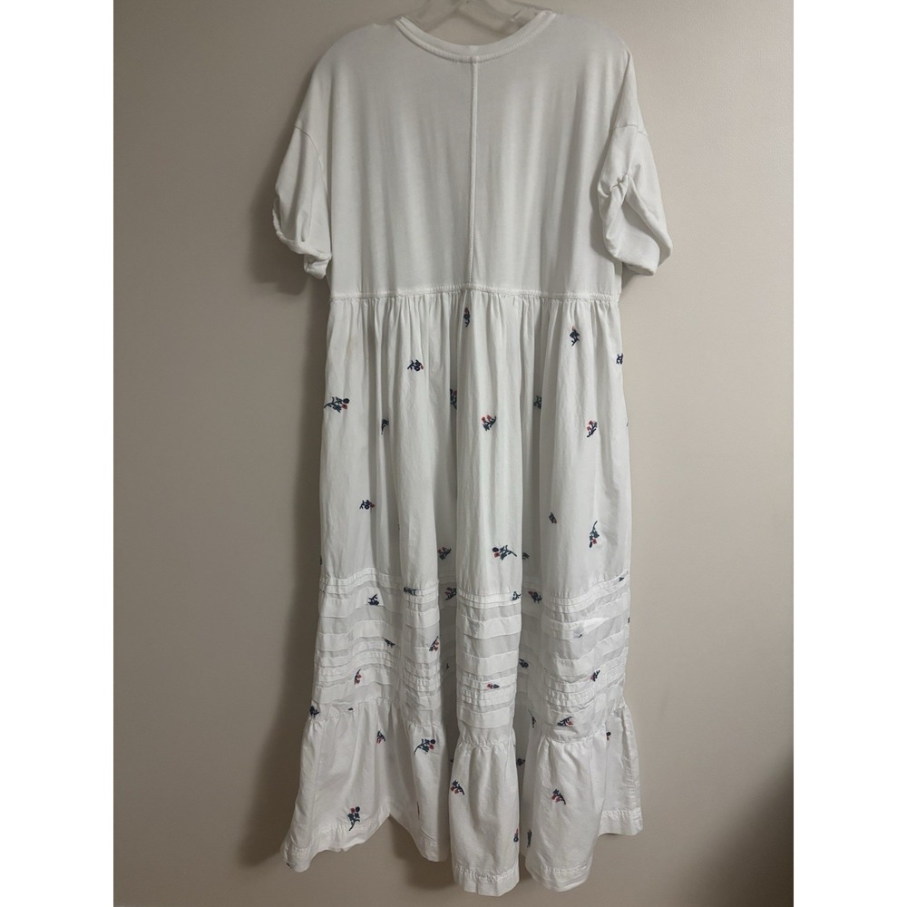 Pilcro Short Sleeve White Embroidered T-Shirt Maxi/Midi Dress S Anthropologie - Picture 11 of 16